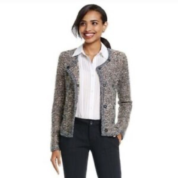 Cabi Ritz Tweed Double Breasted Snap Front Cardigan Sweater - Picture 2 of 9